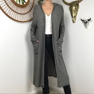 Carly Jean Los Angeles Striped Hooded Cardigan